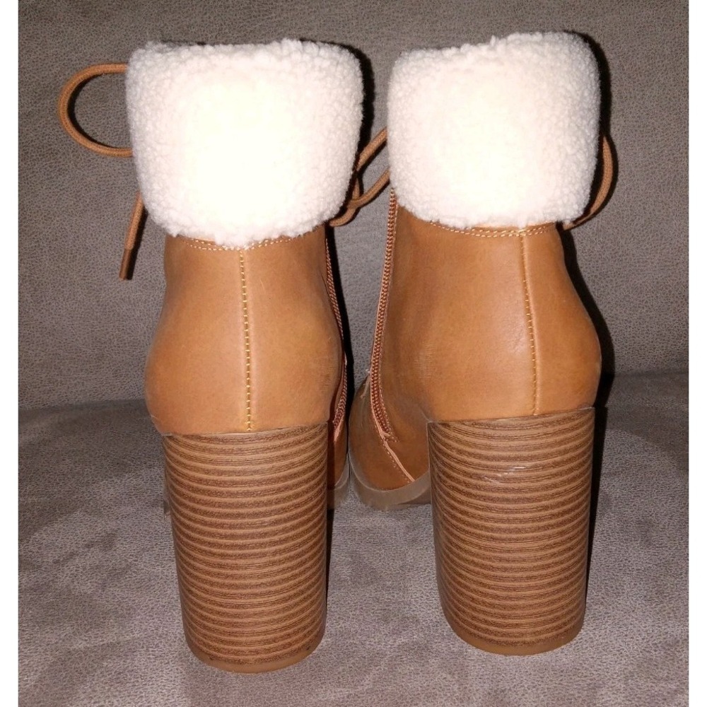 Ana Redwood Boot Womens Size 9.5 M Heel Booties Faux Fur Trim - Picture 4 of 12